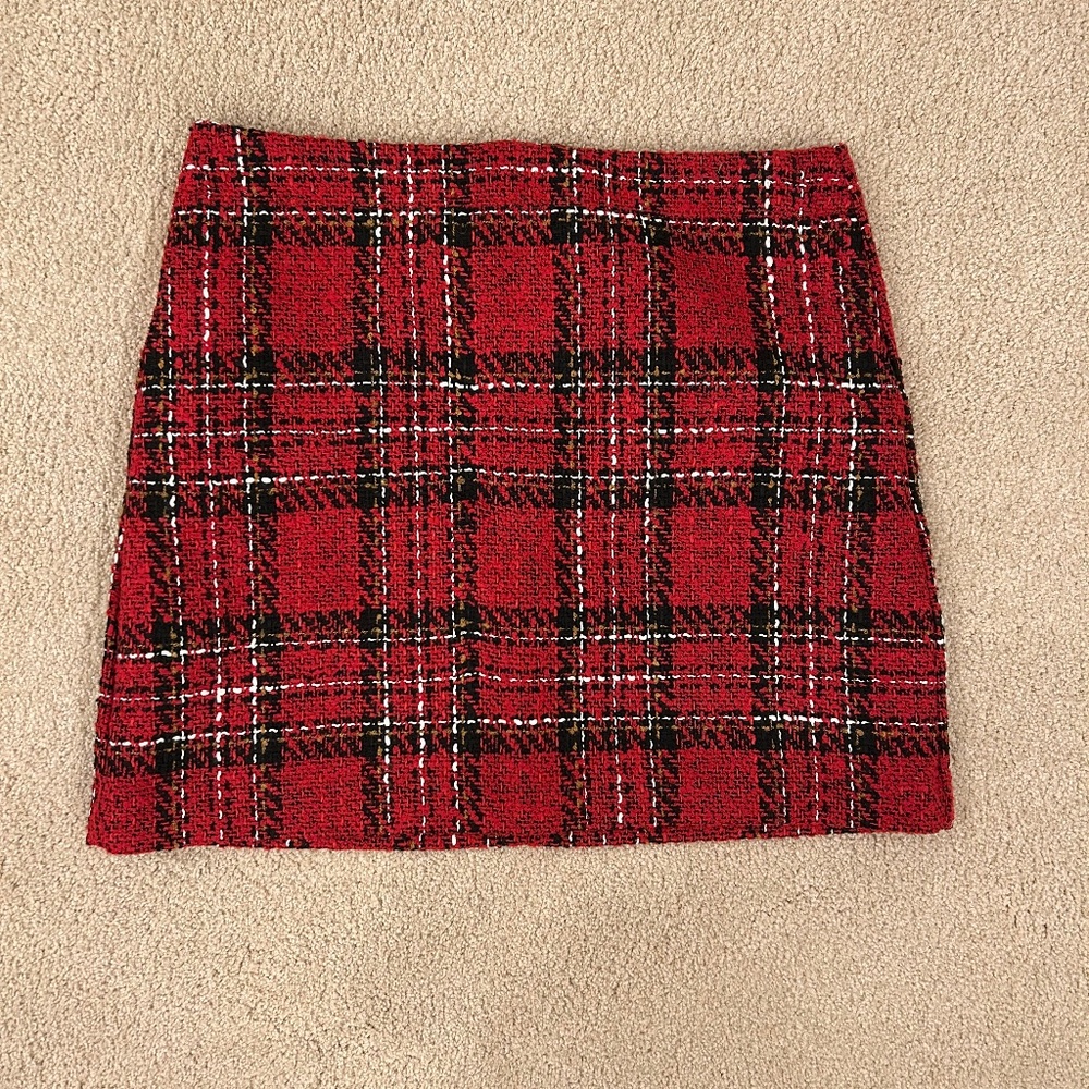 NWT LOFT | Red Plaid Skirt | Size 14